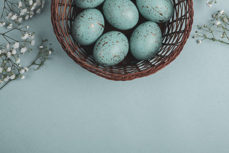 Hand painted pastel colored Easter eggs background. Happy Easter greeting card or invitation.