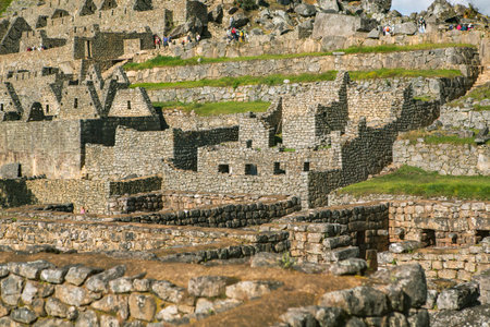 Wonder of the World Machu Picchu in Peru. Beautiful landscape in Andes Mountains with Incan sacred...
