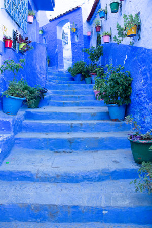 Blue city of Chefchaouen, Morocco. Blue city is one of the most beautiful cities in Morocco.の写真素材