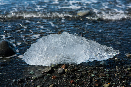 Ice pieces on the beach, Iceland, Europe
