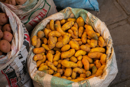 Potatoes in a bag at the market in Marrakesh, Morocco