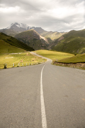 Mountain road in the highlands of the Caucasus. Georgia.