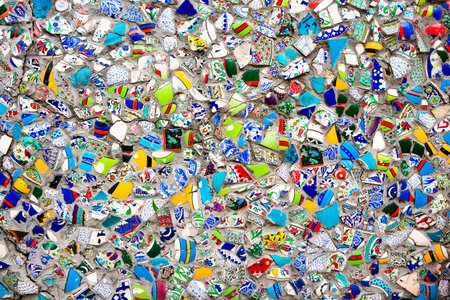 Colorful ceramic mosaic wall background, Lisbon, Portugal, Europe.
