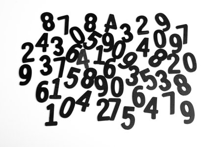 Numbers. Isolated on a white background. Black and white.の写真素材