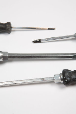 Set of tools for repair on a white background close-up.