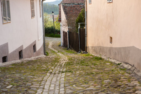 A beautiful medieval citadel city of Sighisoara in the heart of Romania, Transylvania travel destination in Eastern Europe.のeditorial素材