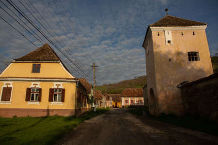 Biertan a very beautiful medieval village in Transylvania, Romania. A historical town in Romania that has preserved the Frankish and Gothic architectural style. Travel photo.の写真素材