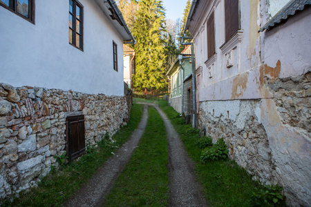 Old village in Transylvania. Typical rural landscape and peasant houses.の写真素材