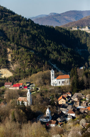 Rosia Montana, a beautiful old village in Transylvania. The first mining town in Romania that started extracting gold, iron, copper.の写真素材