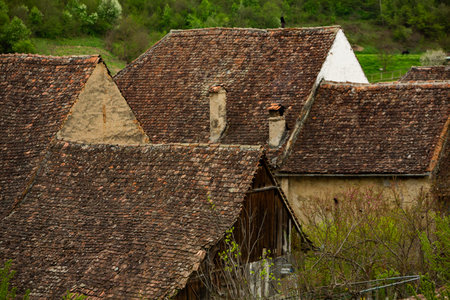 Biertan a very beautiful medieval village in Transylvania, Romania. A historical town in Romania that has preserved the Frankish and Gothic architectural style. Travel photo.の写真素材