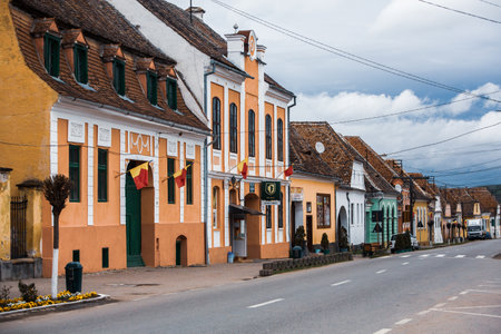Biertan a very beautiful medieval village in Transylvania, Romania. A historical town in Romania that has preserved the Frankish and Gothic architectural style. Travel photo.の写真素材