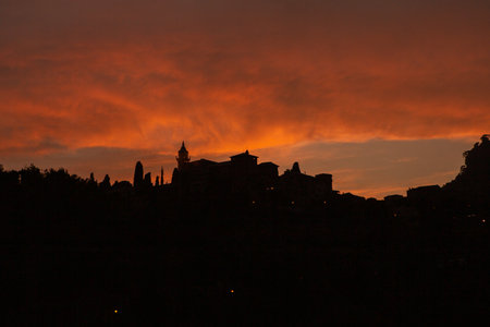 View of a medieval street of the picturesque Spanish-style village Valdemossa in Majorca or Mallorca island, Spain.の写真素材