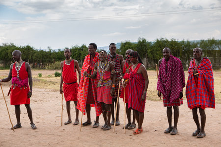 Masai warriors at the Masai Mara National Park in Kenya, Africaのeditorial素材