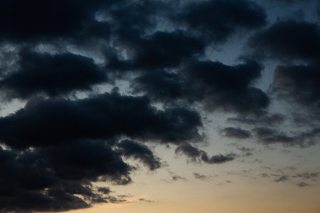 Cloudscape, Colored Clouds at Sunset near the Ocean, Backgroundの写真素材