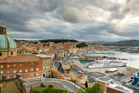 Beautiful view of the Italian port city of Ancona on the Adriatic coast.の写真素材