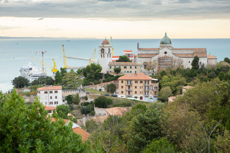 Beautiful view of the Italian port city of Ancona on the Adriatic coast.の写真素材