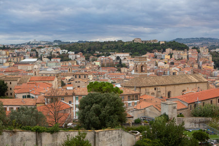 Panoramic view of Bologna, Italy. Bologna is the capital city of Emilia-Romagna region in northern Italy.の写真素材