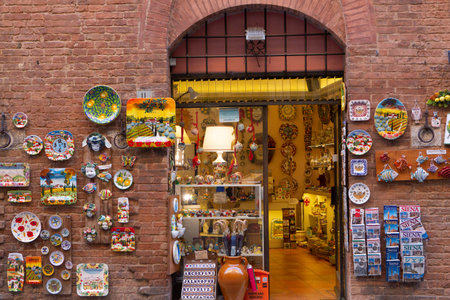 Tourists visiting the souvenir shop in Bologna, Italyのeditorial素材