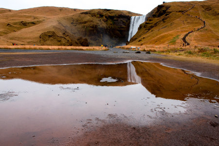 Seljalandsfoss waterfall, a waterfall located in southern Iceland.の写真素材