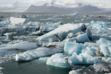 Ice formations and icebergs in Glacier Lagoon, Iceland, Europe