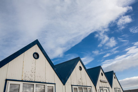 A row of old wooden houses in the harbor of Reykjavik, Iceland