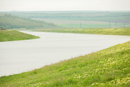 Landscape with beautiful nature in the village in the Republic of Moldova. Country life in Eastern...