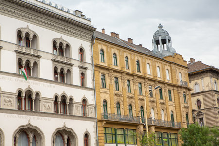 Old buildings in Budapest, Hungary. Budapest is the capital and largest city of Hungary.の写真素材