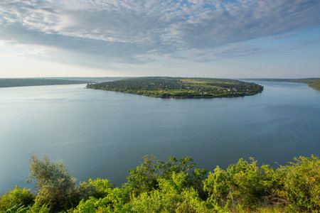 View of the Volga River from the observation deck on a summer dayの写真素材