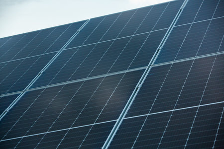 Solar panels, photovoltaic, alternative electricity source - concept of sustainable resources