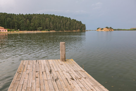 The picturesque Zvernec monastery located on an island in Albania. Beautiful outdoor scene of Albania, Europe. Travelingの写真素材