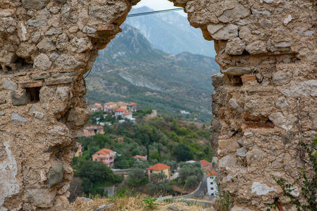 The historical center of the medieval town of Kruje in Albania. Beautiful outdoor scene of Albania, Europe. Travelingの写真素材