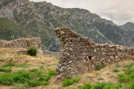 The historical center of the medieval town of Kruje in Albania. Beautiful outdoor scene of Albania, Europe. Travelingの写真素材