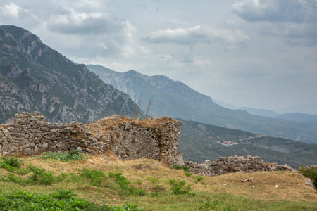 The historical center of the medieval town of Kruje in Albania. Beautiful outdoor scene of Albania, Europe.の写真素材