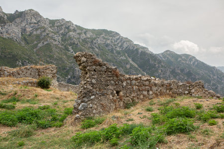 The historical center of the medieval town of Kruje in Albania. Beautiful outdoor scene of Albania, Europe. Travelingの写真素材