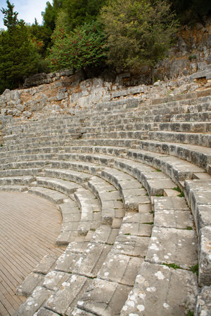 Ancient Roman city ruins in town of Butrint, Albania. This Archeological site is World Heritage Site by UNESCO. Traveling in Albania, Europe.の写真素材