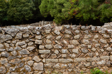 Ancient Roman city ruins in town of Butrint, Albania. This Archeological site is World Heritage Site by UNESCO. Traveling in Albania, Europe.の写真素材