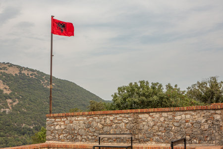 Ancient city ruins in town of Butrint, Albania. This Archeological site is World Heritage Site by UNESCO. Traveling in Albania, Europe.の写真素材