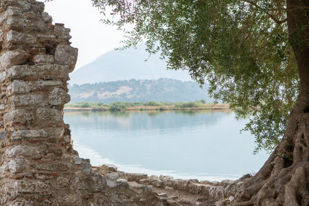 Ruins in town of Butrint, Albania. This Archeological site is a World Heritage Site. Traveling in Albania, Europe.の写真素材