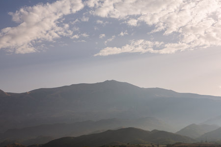 Very beautiful coastline on the Ionian Sea in Albania. The beach with fine sand in the mountains of Albania.の写真素材