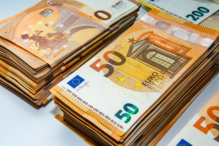 Euro banknotes money (EUR), currency of the European Unionの写真素材