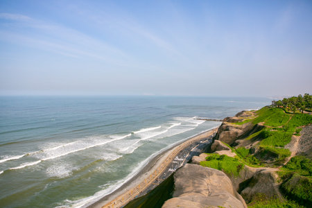 The Pacific Ocean warms the shores of Lima, the capital of Peru. Beautiful urban nature in latin...