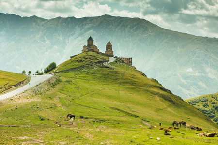 Old monastery in the Caucasus mountains. Georgia, Svanetiの写真素材