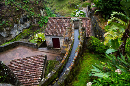 Traditional house in the village of Pico do Arieiro, Madeira island, Portugalの写真素材