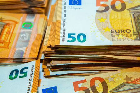 Euro banknotes money (EUR), currency of the European Union