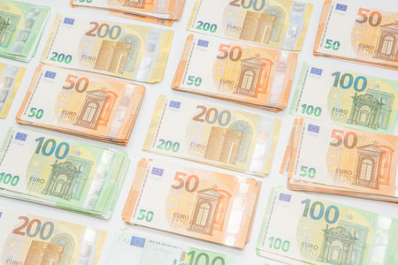 Euro banknotes money (EUR), currency of the European Unionの写真素材