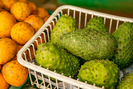 Tropical fruits in the market. Exotic fruits in Thailand.の写真素材