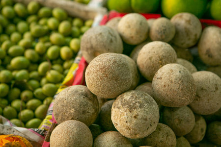 Fruit for sale in a local market in India, close up