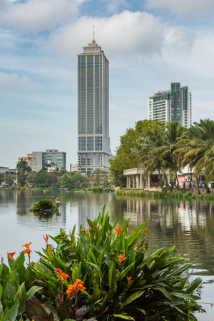 Photo with a beautiful landscape of the city of Colombo, the capital of the island of Sri Lankaの写真素材