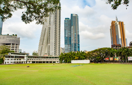 Photo with a beautiful landscape of the city of Colombo, the capital of the island of Sri Lankaの写真素材