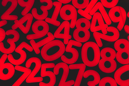 Abstract Mathematical Numbers on a Dark Background. Binary Code and Numbers in a Cyber Tech Theme